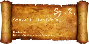 Szakali Kleofás névjegykártya